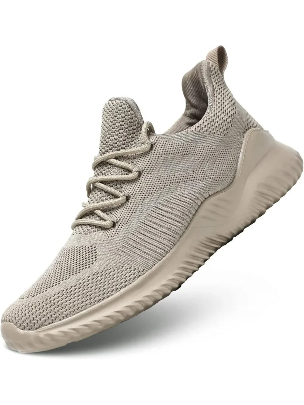 Men's Khaki Non Slip Running Shoes Ultra Light Breathable Casual Walking Shoes